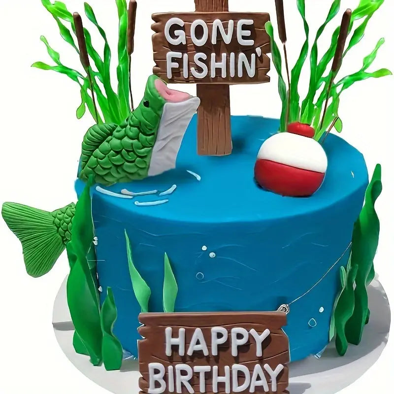 18PC Happy Birthday Gone Fishing Cake Decorating Set