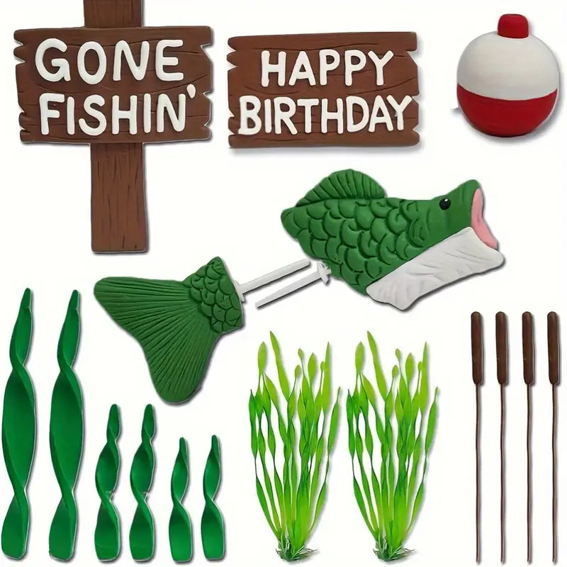 18PC Happy Birthday Gone Fishing Cake Decorating Set