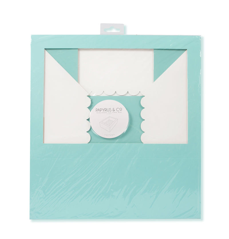 Papyrus - Scalloped Tall 12 Hole Cupcake Box - Pastel Blue