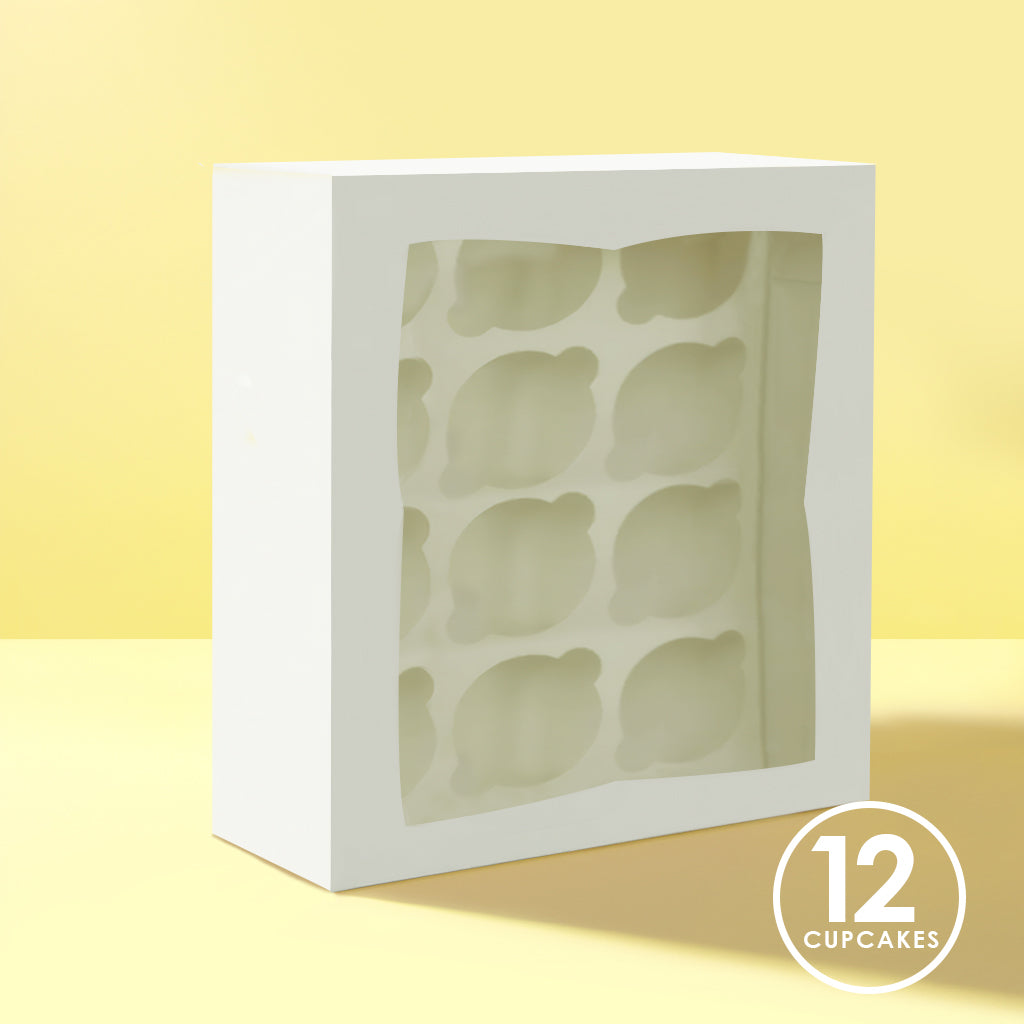 4" High Square Window Cupcake Box - 12 Hole