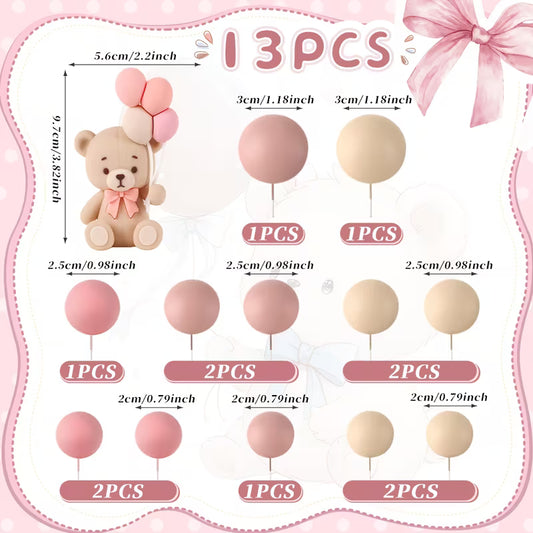 13PC Pink Balloon Bear Decorating Kit