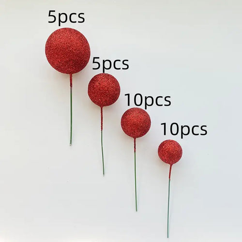 30PC Ball Topper - Red Glitter