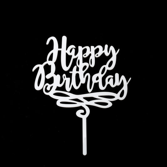 Sugar Crafty - HAPPY BIRTHDAY Cake Topper (White)