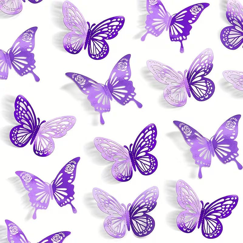 3D Butterfly Decoration 12Pk - Assorted Colours