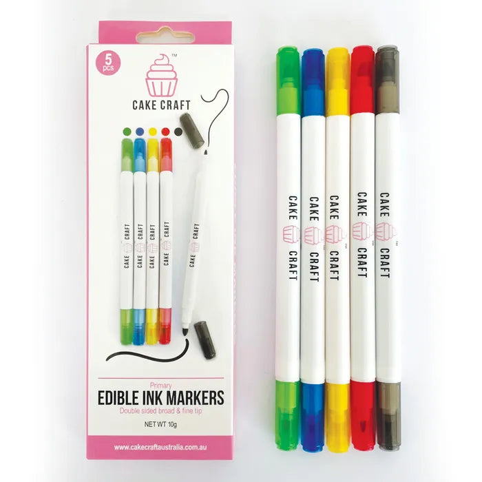 5PK Cake Craft Edible Markers - Primary Colours