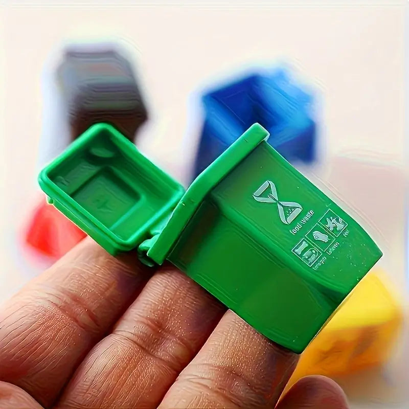 5PC Mini Wheelie Bin Trash Figurine Set