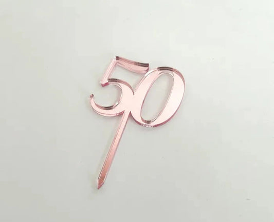 Cake Craft 12PK Cupcake Acrylic Toppers  - 50 Rose Gold Mirror.