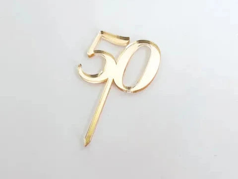 Cake Craft 12PK Cupcake Acrylic Toppers  - 50 Gold Mirror.