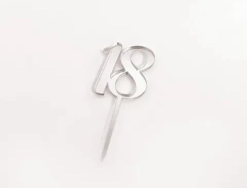 Cake Craft 12PK Cupcake Acrylic Toppers  - 18 Silver Mirror.