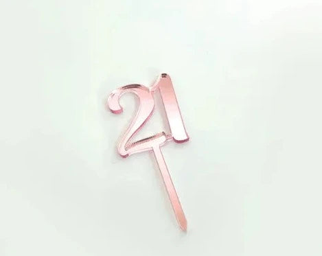 Cake Craft 12PK Cupcake Acrylic Toppers  - 21 Rose Gold Mirror.