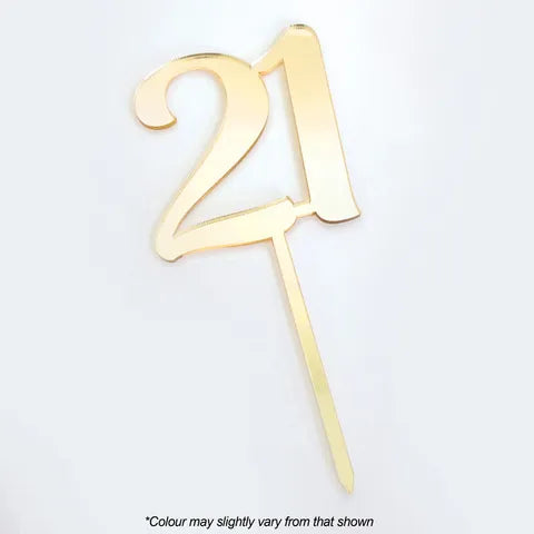 Cake Craft Cake Acrylic Topper  - 21 - Assorted Colours