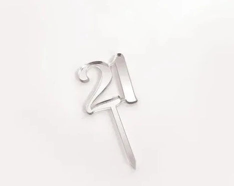 Cake Craft 12PK Cupcake Acrylic Toppers  - 21 Silver Mirror.