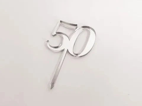 Cake Craft 12PK Cupcake Acrylic Toppers  - 50 Silver Mirror.