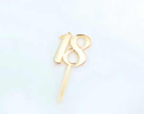 Cake Craft Single Cupcake / Mini Acrylic Topper  - 18 Gold Mirror