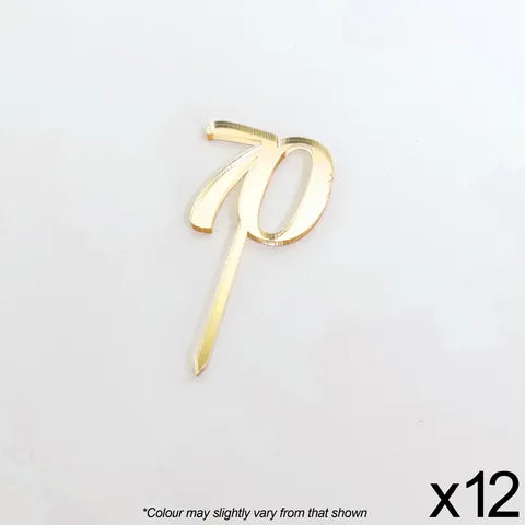 Cake Craft 12PK Cupcake Acrylic Toppers  - 70 Gold Mirror.