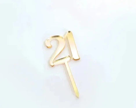 Cake Craft 12PK Cupcake Acrylic Toppers  - 21 Gold Mirror.
