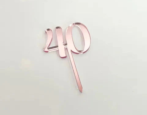 Cake Craft 12PK Cupcake Acrylic Toppers  - 40 Rose Gold Mirror.