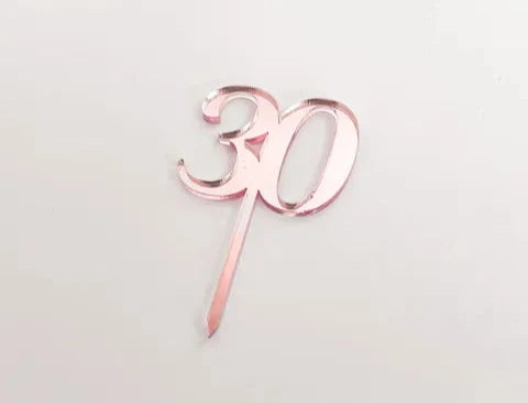 Cake Craft Single Cupcake / Mini Acrylic Topper  - 30 Rose Gold Mirror
