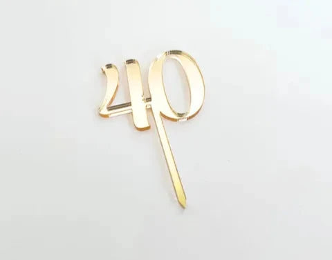 Cake Craft 12PK Cupcake Acrylic Toppers  - 40 Gold Mirror.