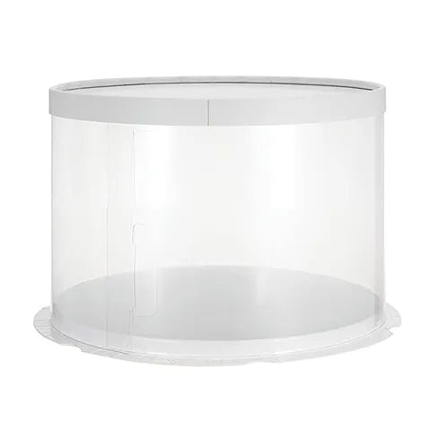 Clear Tube Cake Box - 10X10X9 Inches - White Lid & Base