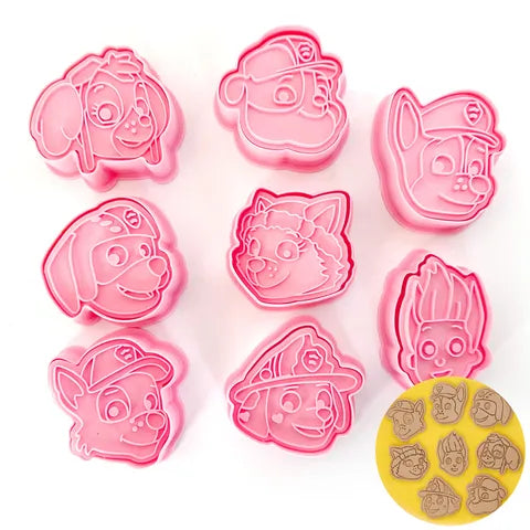 Cake Craft Paw Patrol Face Cookie Cutters - 8 Piece Set.