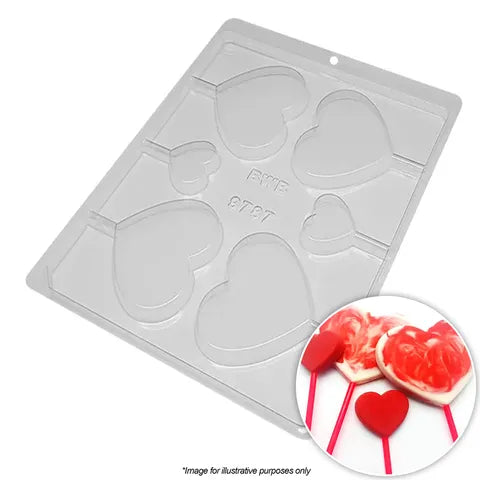 Chocolate Mould - Heart Lollipop 6pc