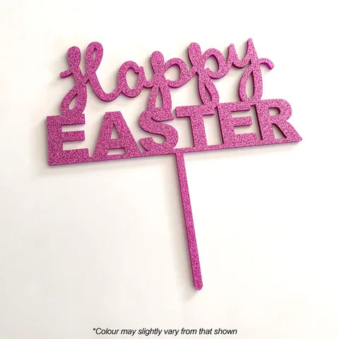 Happy Easter Acrylic Cake Topper - Pink