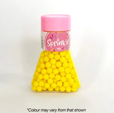 Sprink'd 8mm Sugar Balls - Yellow 100g.