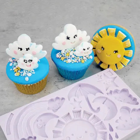 Cake Craft Silicone Mould - Cartoon Rainbow Sky