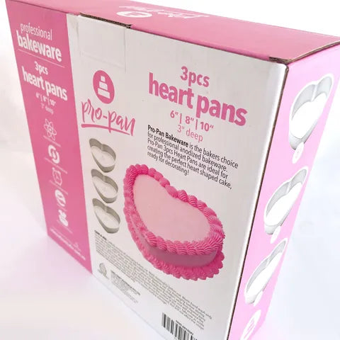 Cake Craft Pro Pan Heart Tin Set - 6", 8", 10"