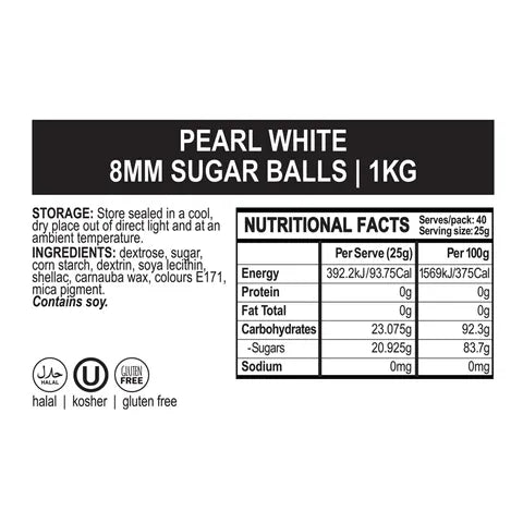 Sprink'd Sugar Balls - White 8mm - 1Kg