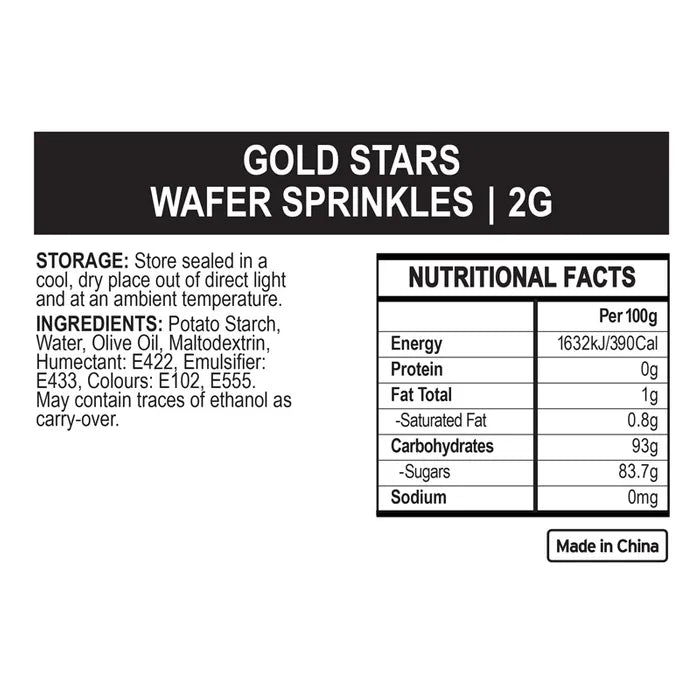 Sprink'd Gold Stars Wafer Sprinkles 2g