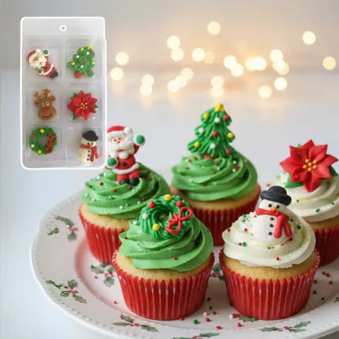 Sugar Decorations - 6PC Christmas Set.