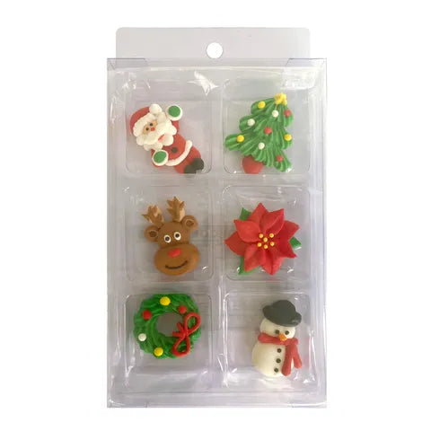 Sugar Decorations - 6PC Christmas Set.