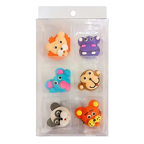 Sugar Decorations - 6PC Large Safari Animal Face