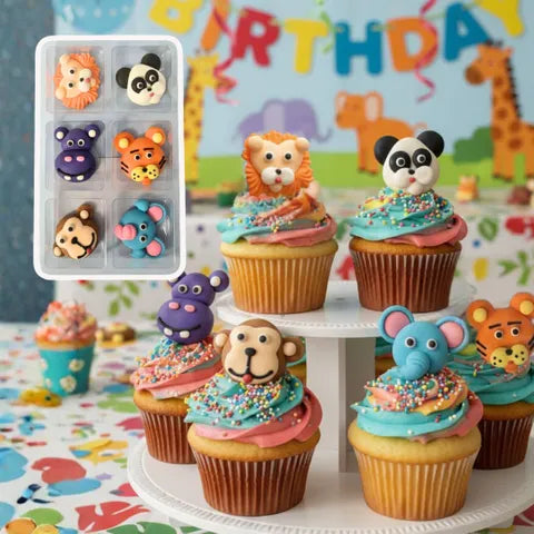 Sugar Decorations - 6PC Safari Animal Face