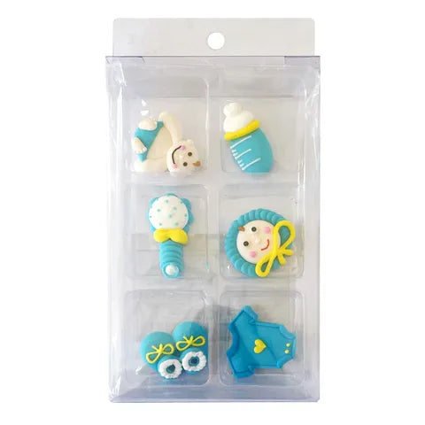 Sugar Decorations - 6PC Christening Blue