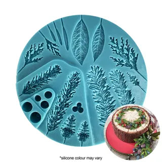 Cake Craft Silicone Mould - Assorted Wreath Leaves and Berries
