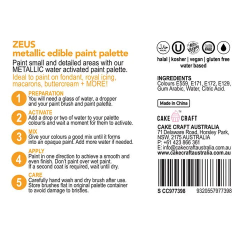 Vivid Metallic Edible Paint Palette - Zeus