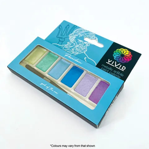 Vivid Metallic Edible Paint Palette - Poseidon