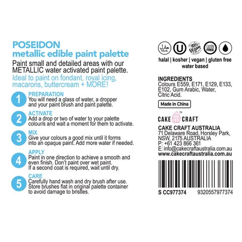 Vivid Metallic Edible Paint Palette - Poseidon