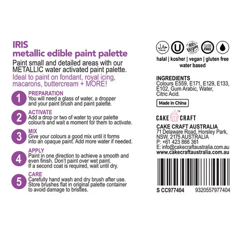 Vivid Metallic Edible Paint Palette - Iris