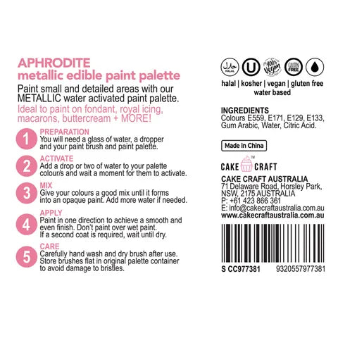 Vivid Metallic Edible Paint Palette - Aphrodite