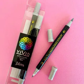 Vivid Edible Metallic Markers 3PC Assorted
