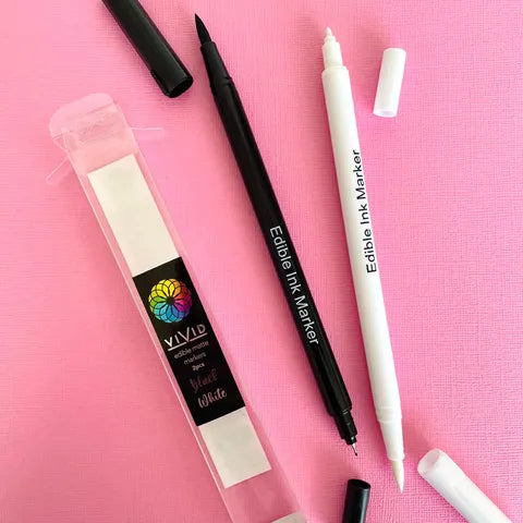 Vivid Edible Matte Markers - Black and White 2PK