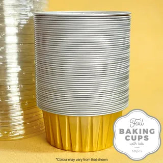 Cake Craft Foil Baking Cup with Lid - Round 50PK - Assorted Colours