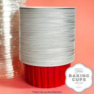 Cake Craft Foil Baking Cup with Lid - Round 50PK - Assorted Colours