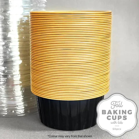 Cake Craft Foil Baking Cup with Lid - Round 50PK - Assorted Colours