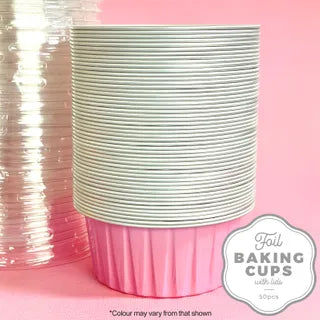 Cake Craft Foil Baking Cup with Lid - Round 50PK - Assorted Colours