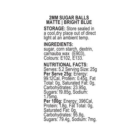 Sprink'd 2mm Sugar Balls Bright Blue 60g